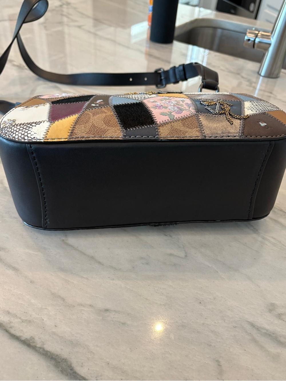 Coach Multicolor Patchwork Satchel - Brown, Black, Blue, Yellow, Pink - Picture 9 of 11